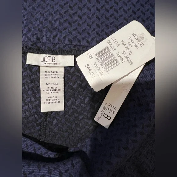 NWT JOE B Women's Dress Pants Dark Blue With Print Size Medium Pull On - Picture 4 of 6